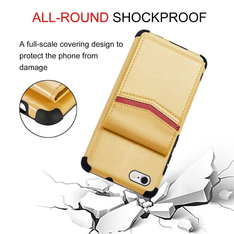 For iPhone 6 Plus & 6s Plus Flip Card Bag Copper Buckle TPU + PU Leather Back Cover Shockproof Case with Card Slots & Photo Frame