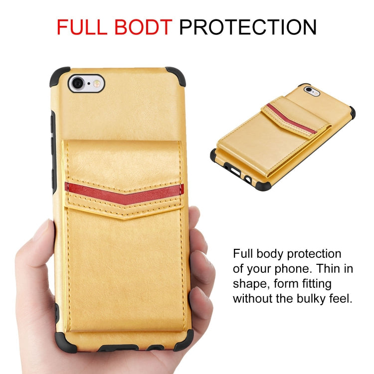 For iPhone 6 Plus & 6s Plus Flip Card Bag Copper Buckle TPU + PU Leather Back Cover Shockproof Case with Card Slots & Photo Frame