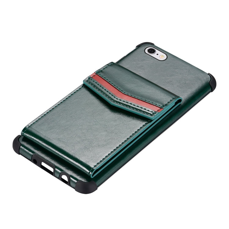For iPhone 6 Plus & 6s Plus Flip Card Bag Copper Buckle TPU + PU Leather Back Cover Shockproof Case with Card Slots & Photo Frame
