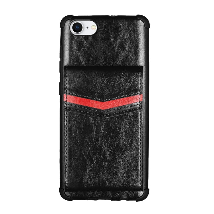 For iPhone 8 & 7 Flip Card Bag Copper Buckle TPU + PU Leather Back Cover Shockproof Case with Card Slots & Photo Frame