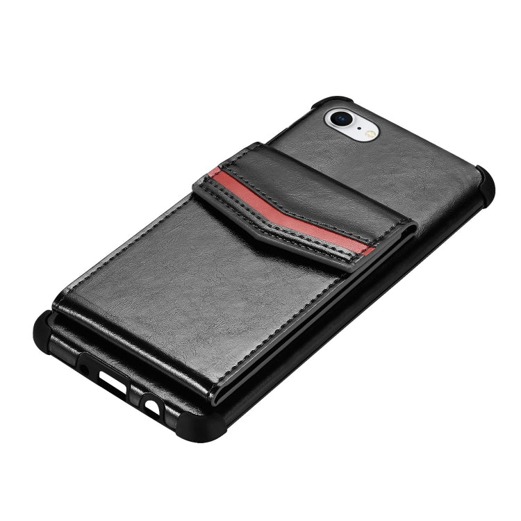 For iPhone 8 & 7 Flip Card Bag Copper Buckle TPU + PU Leather Back Cover Shockproof Case with Card Slots & Photo Frame
