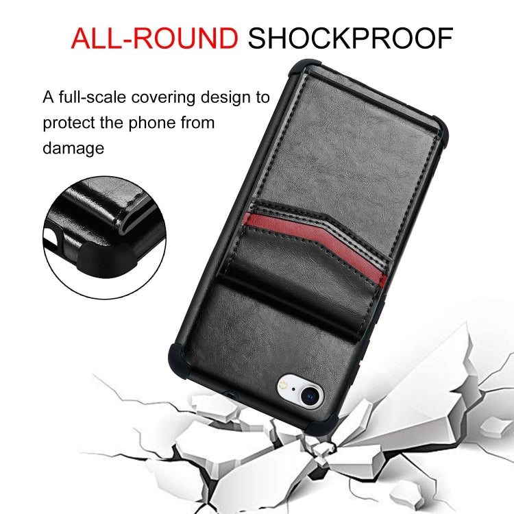 For iPhone 8 & 7 Flip Card Bag Copper Buckle TPU + PU Leather Back Cover Shockproof Case with Card Slots & Photo Frame
