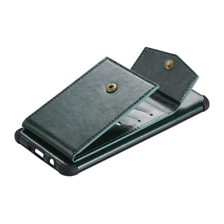 For iPhone 8 & 7 Flip Card Bag Copper Buckle TPU + PU Leather Back Cover Shockproof Case with Card Slots & Photo Frame