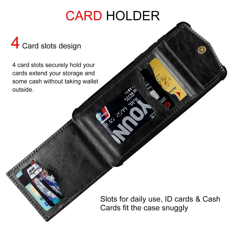 For iPhone 8 Plus & 7 Plus Flip Card Bag Copper Buckle TPU + PU Leather Back Cover Shockproof Case with Card Slots & Photo Frame