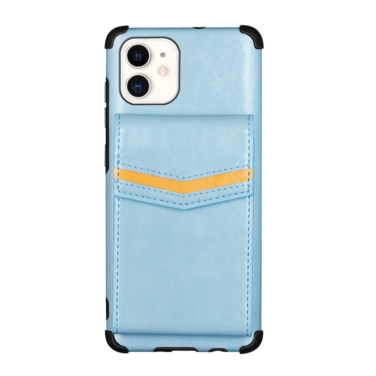 For iPhone 11 Flip Card Bag Copper Buckle TPU + PU Leather Back Cover Shockproof Case with Card Slots & Photo Frame