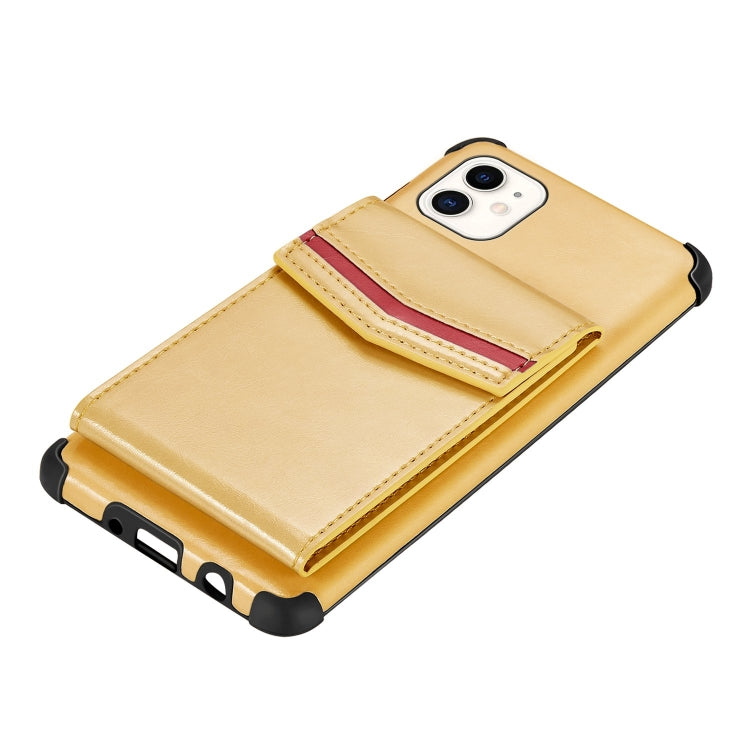 For iPhone 11 Flip Card Bag Copper Buckle TPU + PU Leather Back Cover Shockproof Case with Card Slots & Photo Frame