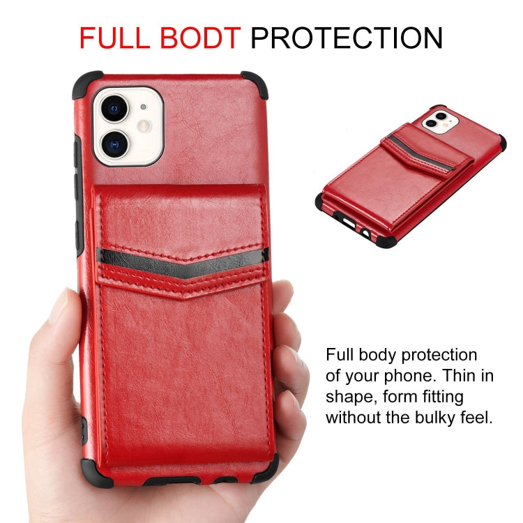 For iPhone 11 Flip Card Bag Copper Buckle TPU + PU Leather Back Cover Shockproof Case with Card Slots & Photo Frame