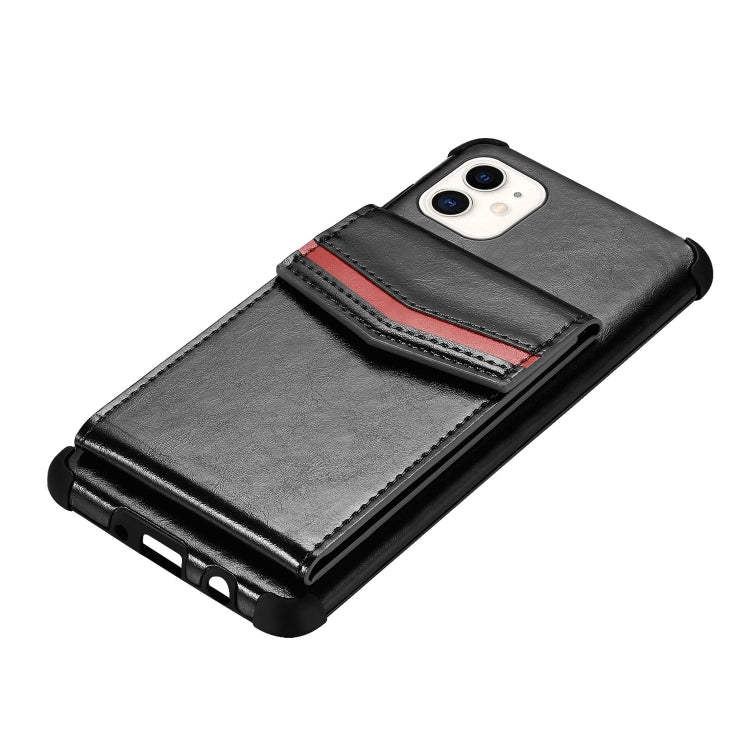 For iPhone 11 Flip Card Bag Copper Buckle TPU + PU Leather Back Cover Shockproof Case with Card Slots & Photo Frame