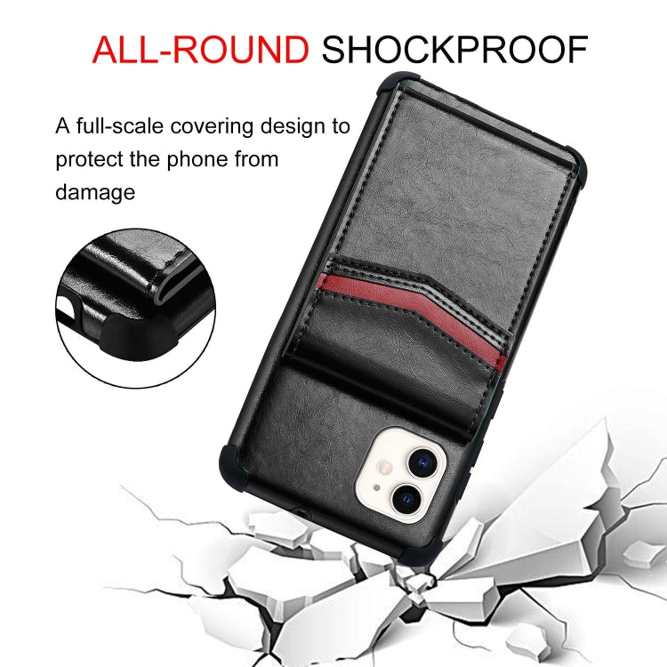 For iPhone 11 Flip Card Bag Copper Buckle TPU + PU Leather Back Cover Shockproof Case with Card Slots & Photo Frame