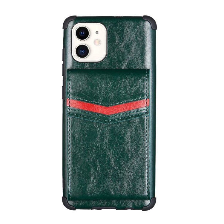 For iPhone 11 Flip Card Bag Copper Buckle TPU + PU Leather Back Cover Shockproof Case with Card Slots & Photo Frame
