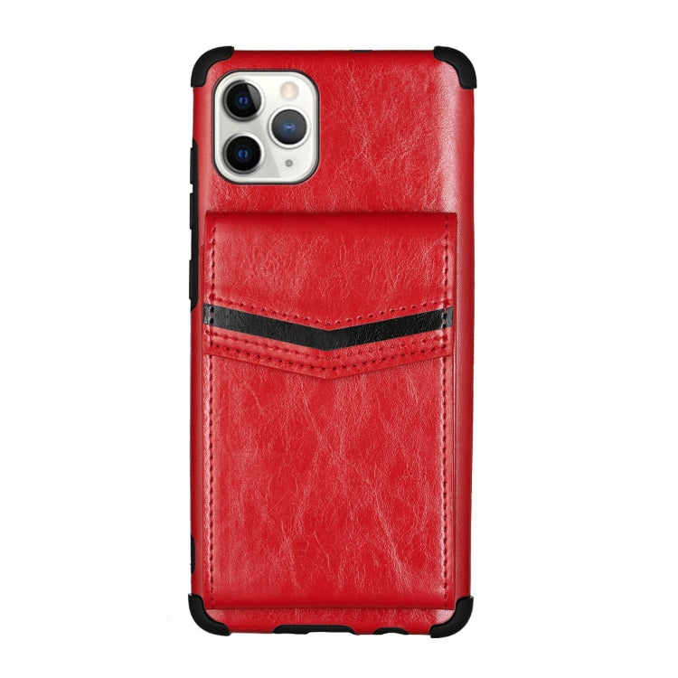 For iPhone 11 Pro Max Flip Card Bag Copper Buckle TPU + PU Leather Back Cover Shockproof Case with Card Slots & Photo Frame