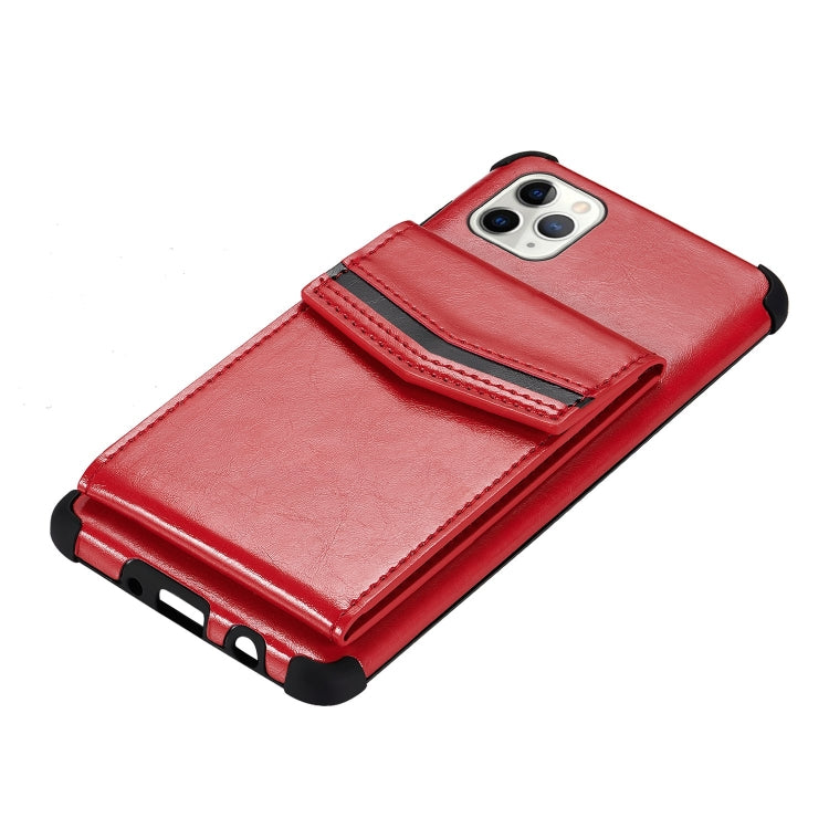 For iPhone 11 Pro Max Flip Card Bag Copper Buckle TPU + PU Leather Back Cover Shockproof Case with Card Slots & Photo Frame