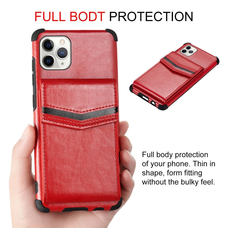 For iPhone 11 Pro Max Flip Card Bag Copper Buckle TPU + PU Leather Back Cover Shockproof Case with Card Slots & Photo Frame