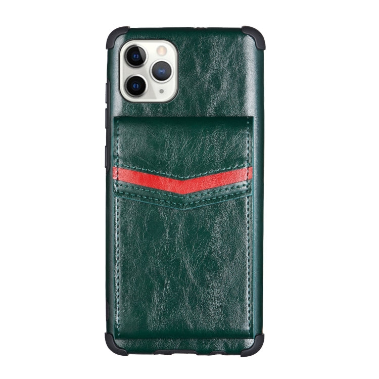 For iPhone 11 Pro Max Flip Card Bag Copper Buckle TPU + PU Leather Back Cover Shockproof Case with Card Slots & Photo Frame