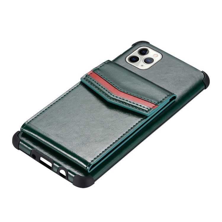 For iPhone 11 Pro Max Flip Card Bag Copper Buckle TPU + PU Leather Back Cover Shockproof Case with Card Slots & Photo Frame