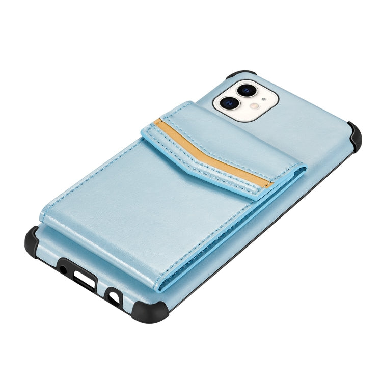 For iPhone 12 mini Flip Card Bag Copper Buckle TPU + PU Leather Back Cover Shockproof Case with Card Slots & Photo Frame