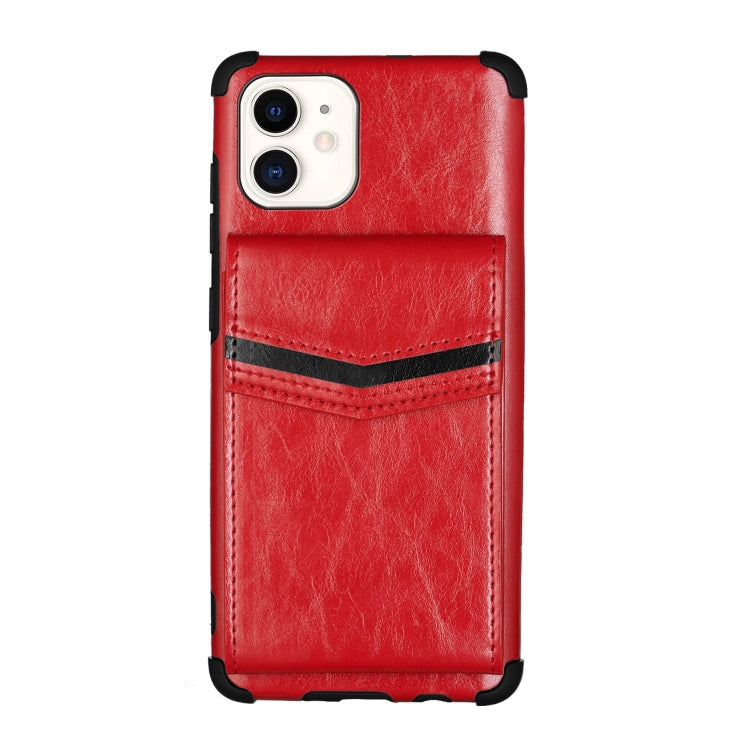 For iPhone 12 mini Flip Card Bag Copper Buckle TPU + PU Leather Back Cover Shockproof Case with Card Slots & Photo Frame
