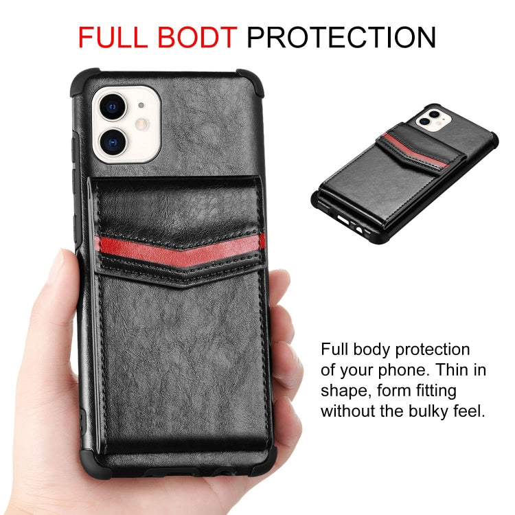For iPhone 12 mini Flip Card Bag Copper Buckle TPU + PU Leather Back Cover Shockproof Case with Card Slots & Photo Frame