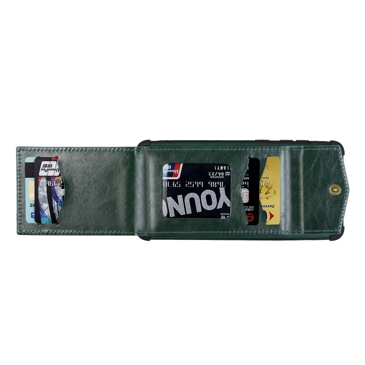 For iPhone 12 mini Flip Card Bag Copper Buckle TPU + PU Leather Back Cover Shockproof Case with Card Slots & Photo Frame