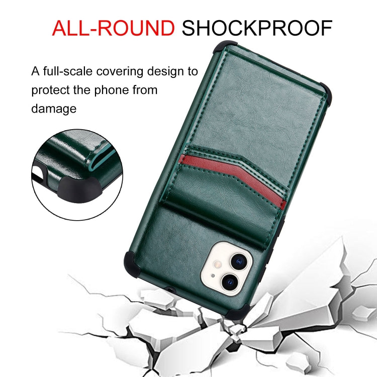 For iPhone 12 mini Flip Card Bag Copper Buckle TPU + PU Leather Back Cover Shockproof Case with Card Slots & Photo Frame