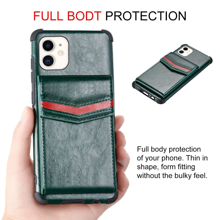 For iPhone 12 mini Flip Card Bag Copper Buckle TPU + PU Leather Back Cover Shockproof Case with Card Slots & Photo Frame