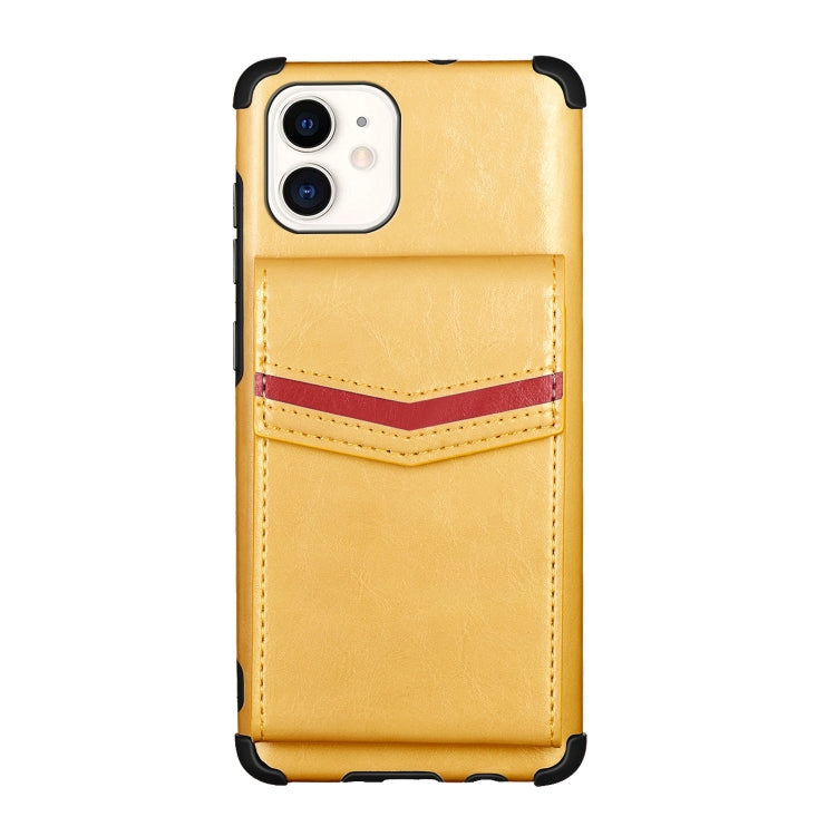 For iPhone 12 / 12 Pro Flip Card Bag Copper Buckle TPU + PU Leather Back Cover Shockproof Case with Card Slots & Photo Frame