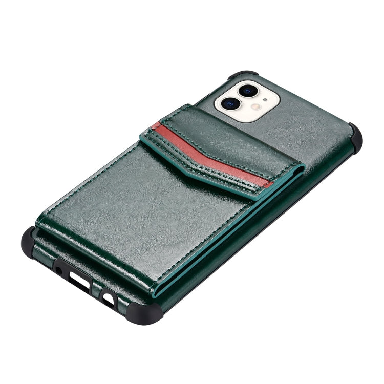 For iPhone 12 / 12 Pro Flip Card Bag Copper Buckle TPU + PU Leather Back Cover Shockproof Case with Card Slots & Photo Frame