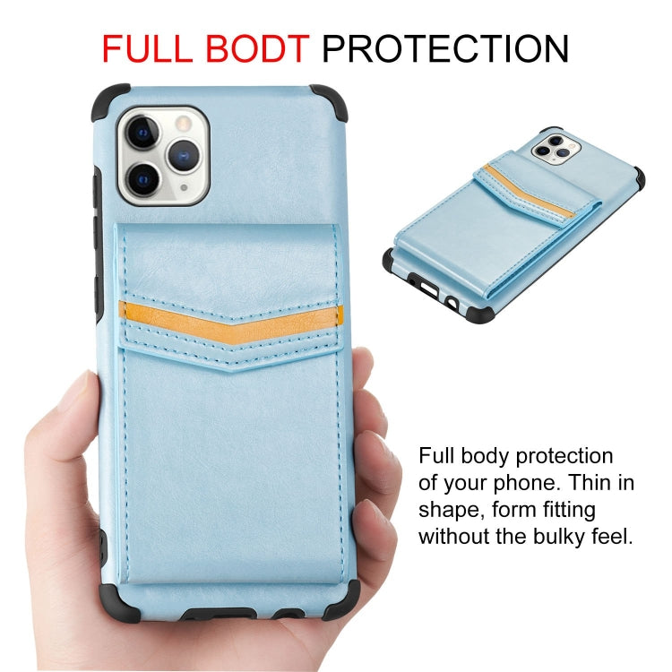 For iPhone 12 Pro Max Flip Card Bag Copper Buckle TPU + PU Leather Back Cover Shockproof Case with Card Slots & Photo Frame