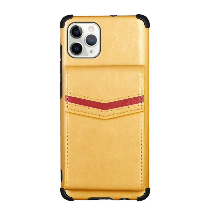 For iPhone 12 Pro Max Flip Card Bag Copper Buckle TPU + PU Leather Back Cover Shockproof Case with Card Slots & Photo Frame