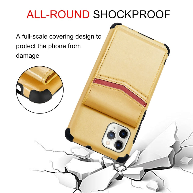 For iPhone 12 Pro Max Flip Card Bag Copper Buckle TPU + PU Leather Back Cover Shockproof Case with Card Slots & Photo Frame