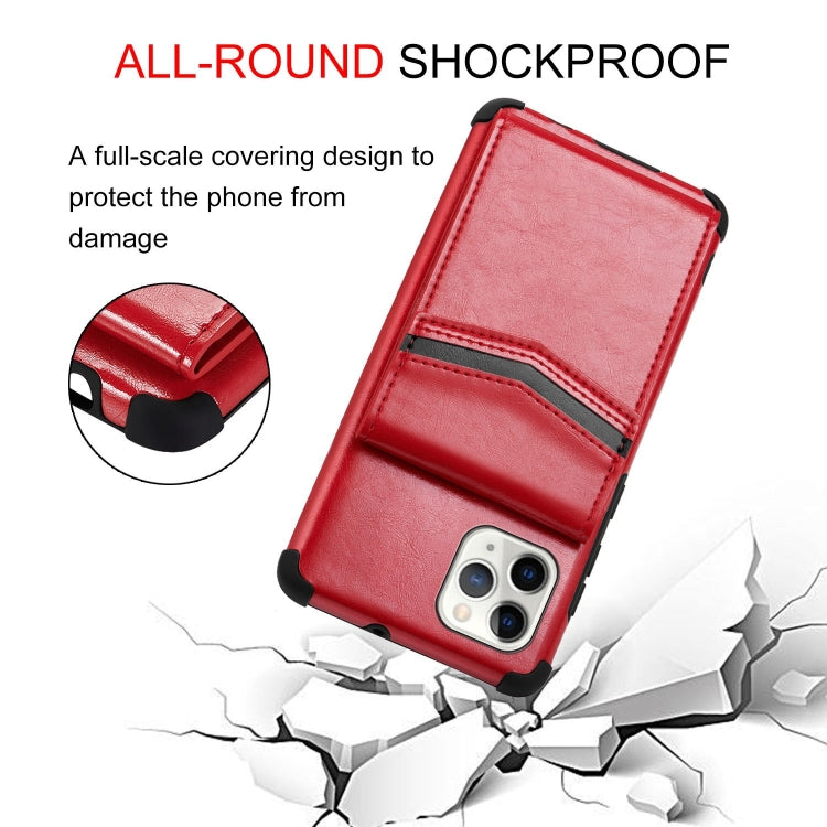 For iPhone 12 Pro Max Flip Card Bag Copper Buckle TPU + PU Leather Back Cover Shockproof Case with Card Slots & Photo Frame