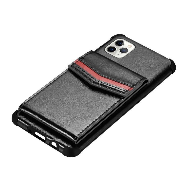 For iPhone 12 Pro Max Flip Card Bag Copper Buckle TPU + PU Leather Back Cover Shockproof Case with Card Slots & Photo Frame