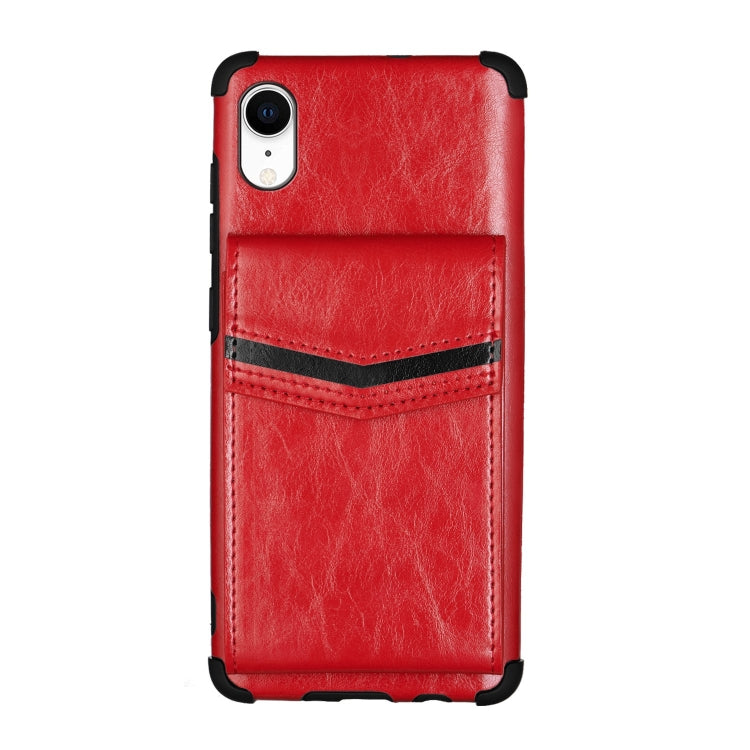 For iPhone XR Flip Card Bag Copper Buckle TPU + PU Leather Back Cover Shockproof Case with Card Slots & Photo Frame
