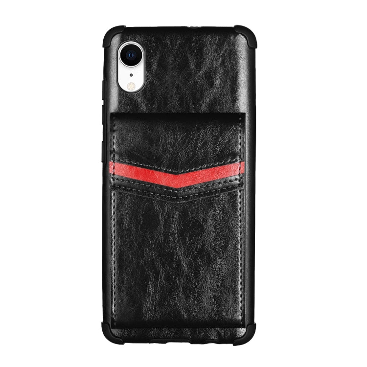 For iPhone XR Flip Card Bag Copper Buckle TPU + PU Leather Back Cover Shockproof Case with Card Slots & Photo Frame