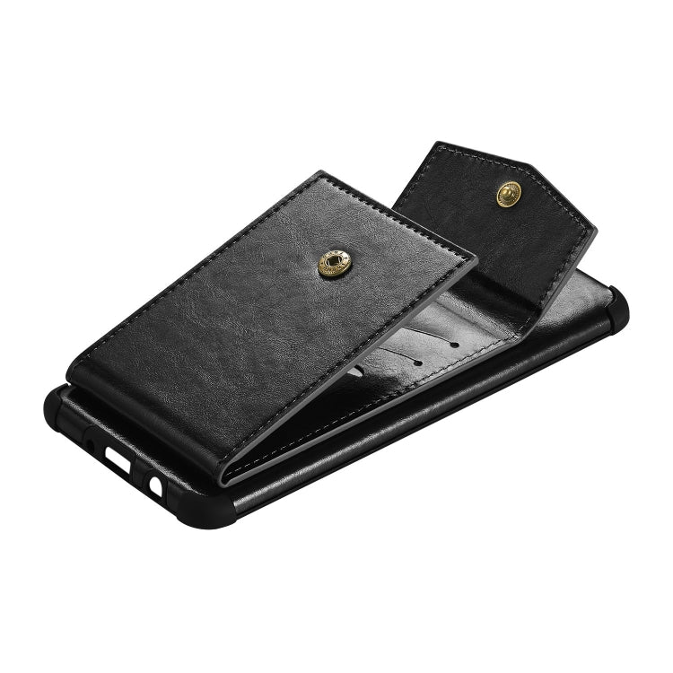 For iPhone XR Flip Card Bag Copper Buckle TPU + PU Leather Back Cover Shockproof Case with Card Slots & Photo Frame