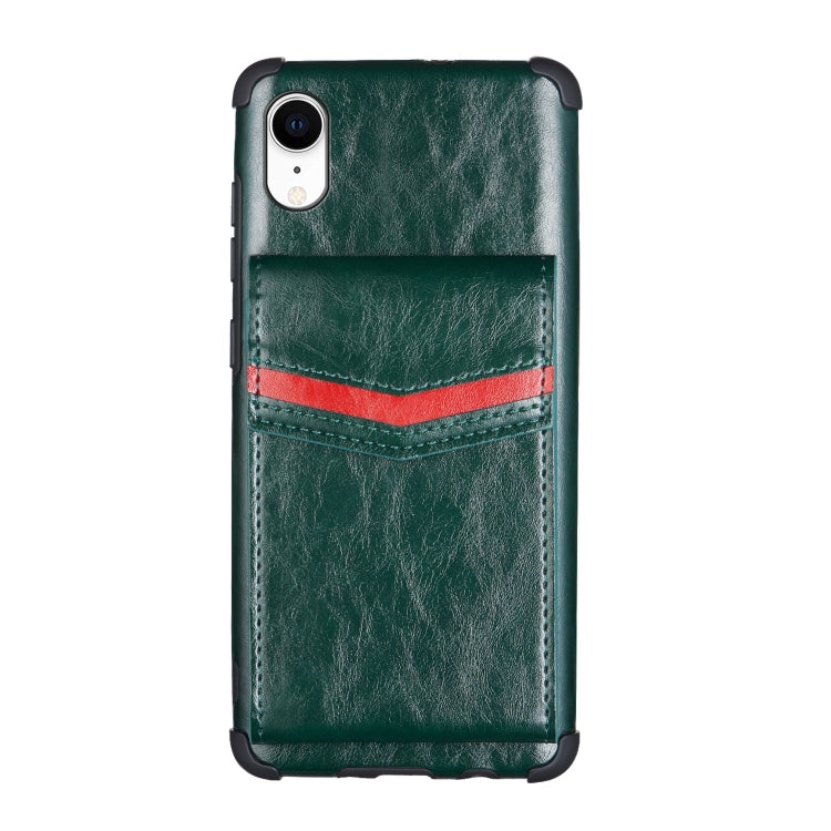 For iPhone XR Flip Card Bag Copper Buckle TPU + PU Leather Back Cover Shockproof Case with Card Slots & Photo Frame