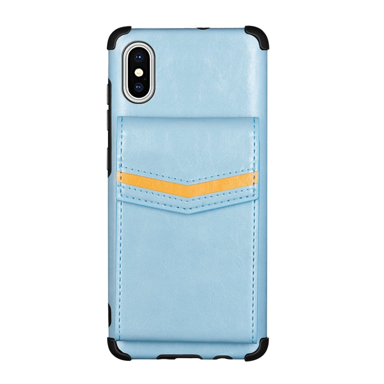 For iPhone XS Max Flip Card Bag Copper Buckle TPU + PU Leather Back Cover Shockproof Case with Card Slots & Photo Frame