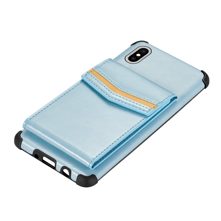 For iPhone XS Max Flip Card Bag Copper Buckle TPU + PU Leather Back Cover Shockproof Case with Card Slots & Photo Frame