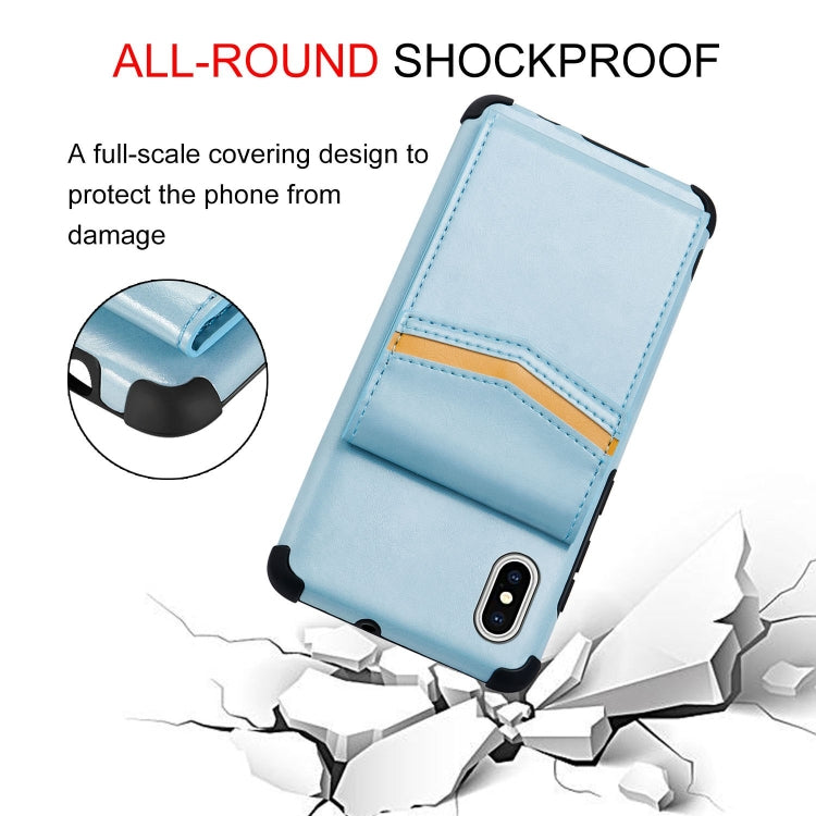 For iPhone XS Max Flip Card Bag Copper Buckle TPU + PU Leather Back Cover Shockproof Case with Card Slots & Photo Frame