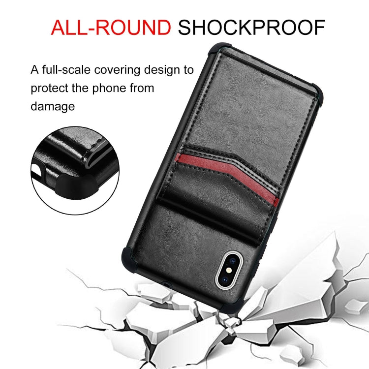 For iPhone XS Max Flip Card Bag Copper Buckle TPU + PU Leather Back Cover Shockproof Case with Card Slots & Photo Frame
