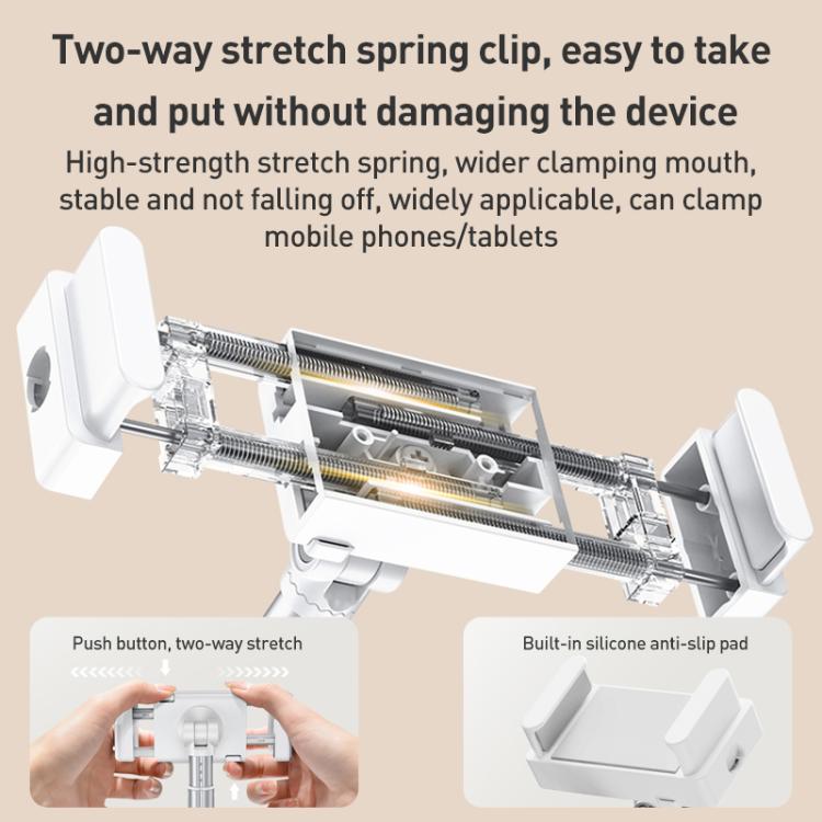 X10 Square Base Infinitely Adjustable Floor Stand Flexible Axis Phone PC Live Broadcast Bracket, Height: 41-155cm  - White