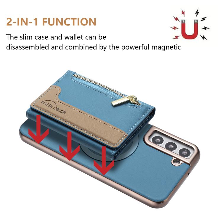 For Samsung Galaxy S25 5G Zipper Horizontal Magnetic Card Bag RFID MagSafe Phone Case
