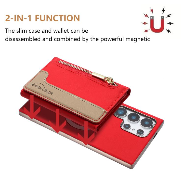 For Samsung Galaxy S25 Ultra 5G Zipper Horizontal Magnetic Card Bag RFID MagSafe Phone Case