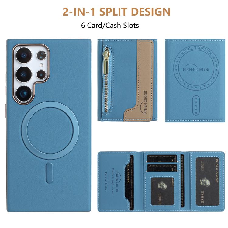 For Samsung Galaxy S25 Ultra 5G Zipper Horizontal Magnetic Card Bag RFID MagSafe Phone Case