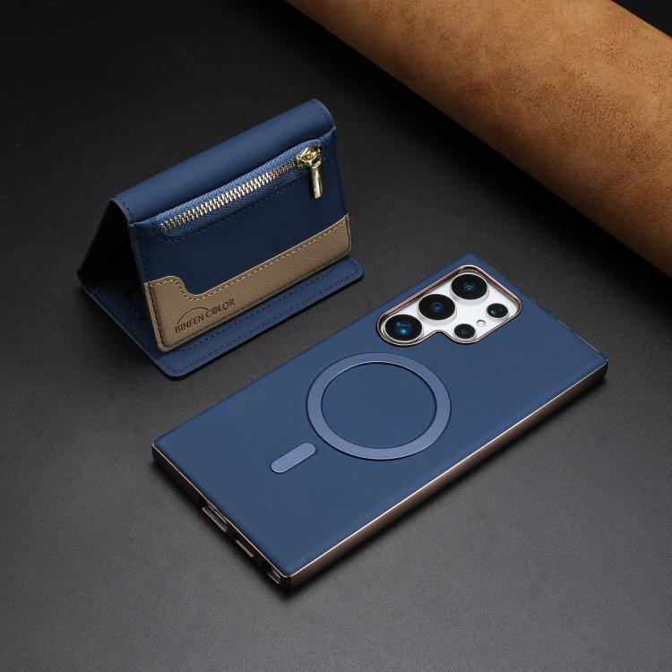 For Samsung Galaxy S25 Ultra 5G Zipper Horizontal Magnetic Card Bag RFID MagSafe Phone Case