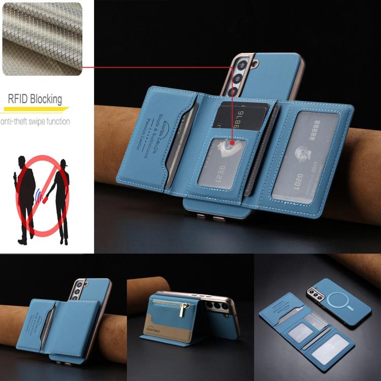 For Samsung Galaxy S24 FE 5G Zipper Horizontal Magnetic Card Bag RFID MagSafe Phone Case