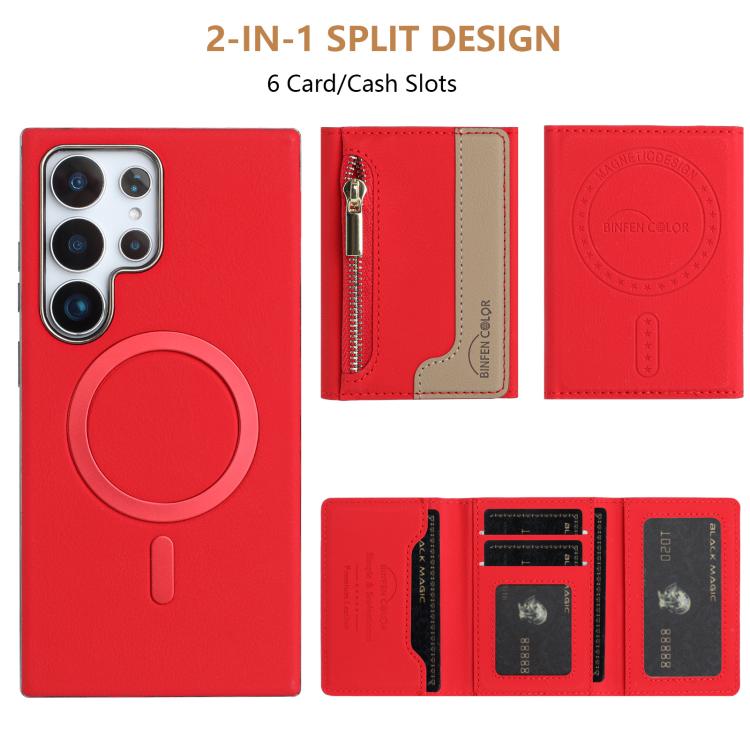 For Samsung Galaxy S24 Ultra 5G Zipper Horizontal Magnetic Card Bag RFID MagSafe Phone Case