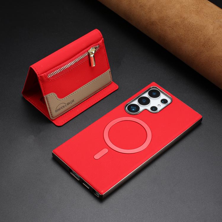 For Samsung Galaxy S24 Ultra 5G Zipper Horizontal Magnetic Card Bag RFID MagSafe Phone Case