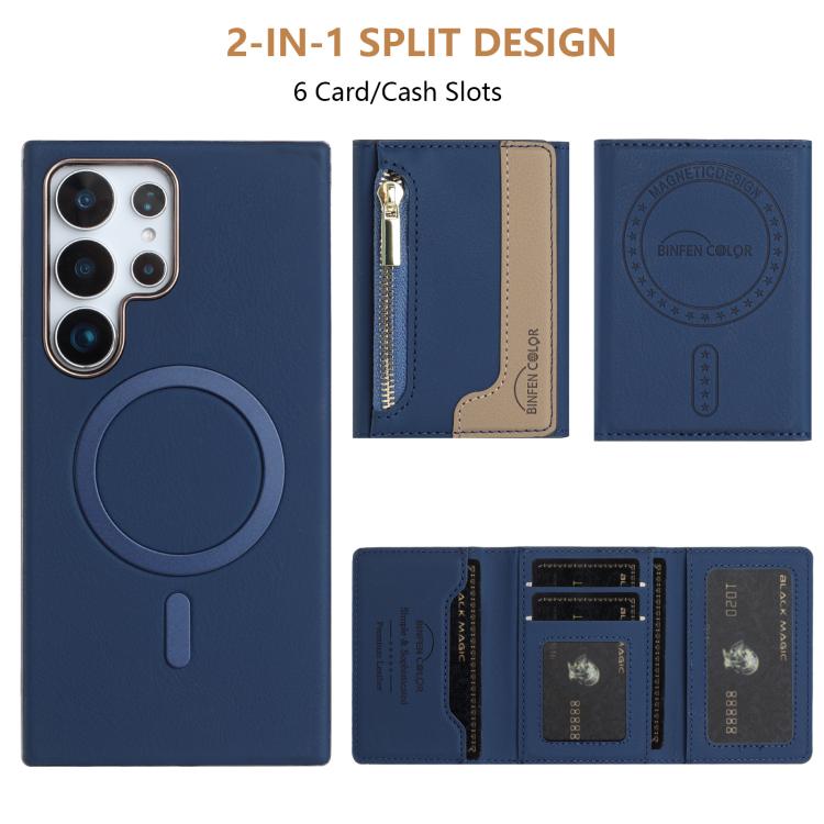For Samsung Galaxy S24 Ultra 5G Zipper Horizontal Magnetic Card Bag RFID MagSafe Phone Case