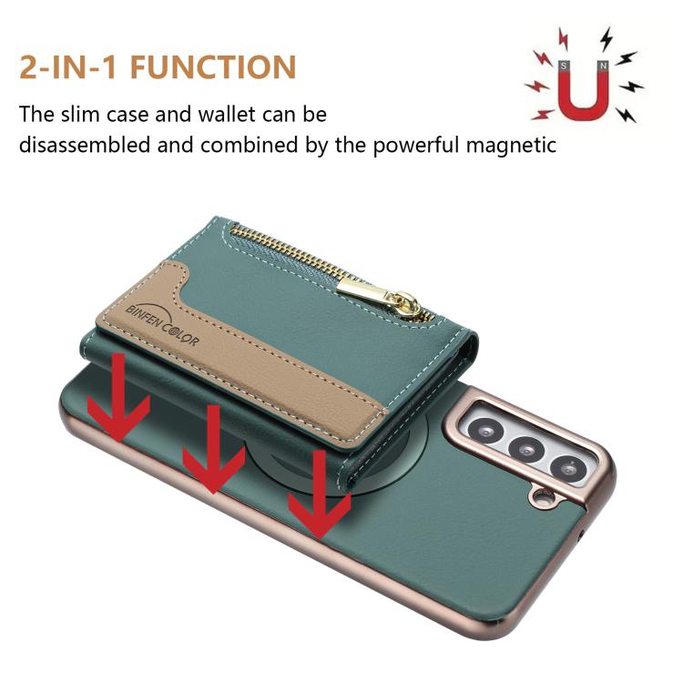 For Samsung Galaxy S24+ 5G Zipper Horizontal Magnetic Card Bag RFID MagSafe Phone Case